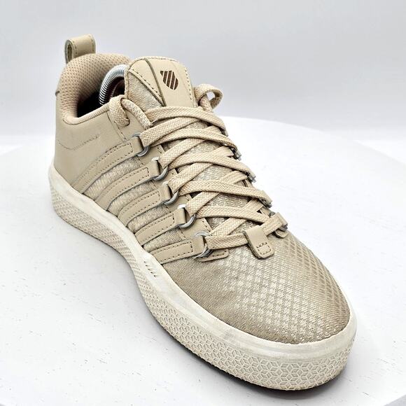 K-Swiss Donovan Woven Tennis Shoes, Women's 6.5, Beige Metallic Lace-Up Sneakers - Picture 2 of 6